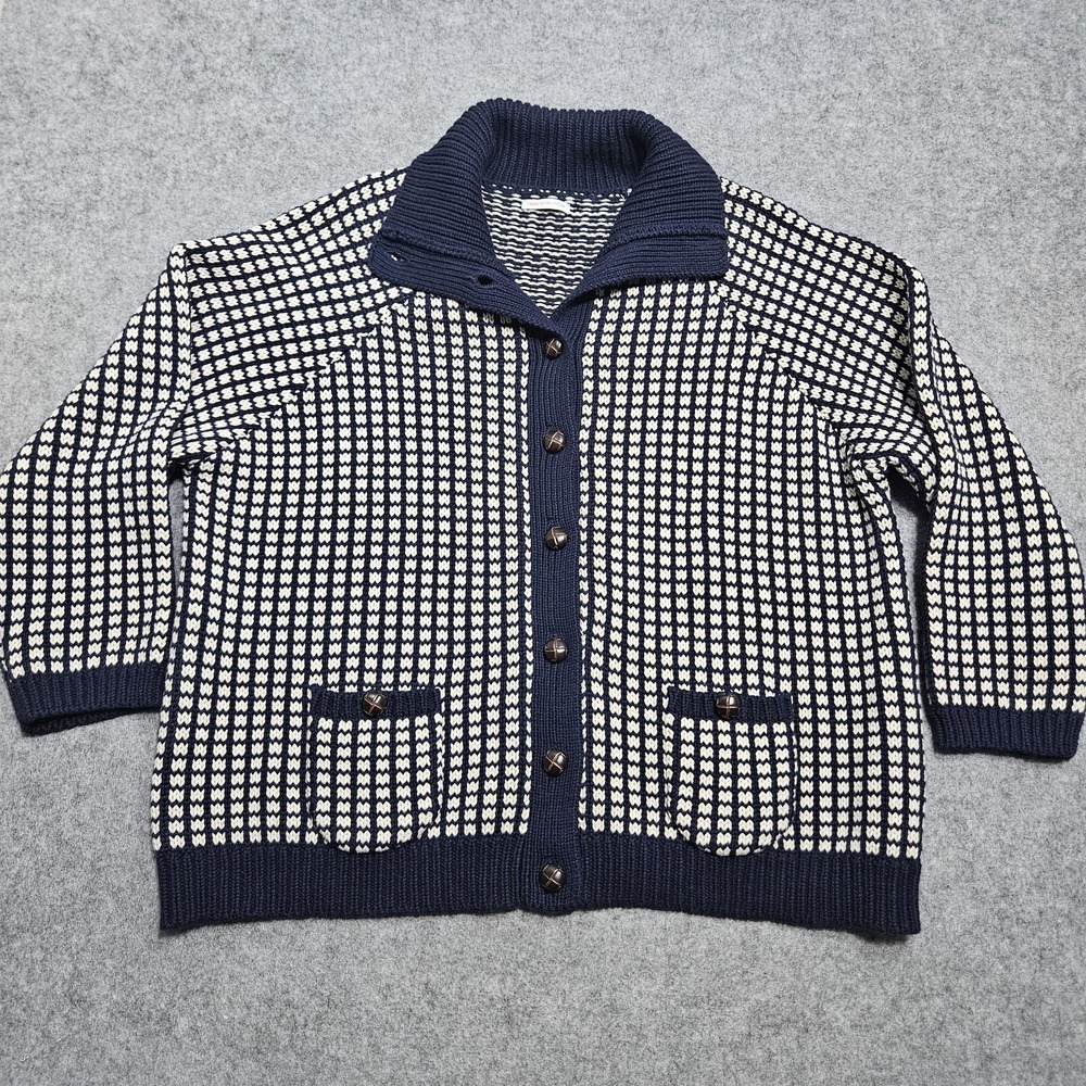Francis Valentine Blue Natural Archie Cardigan Knit Sweater‎ XL Wool Cashmere - Picture 2 of 16